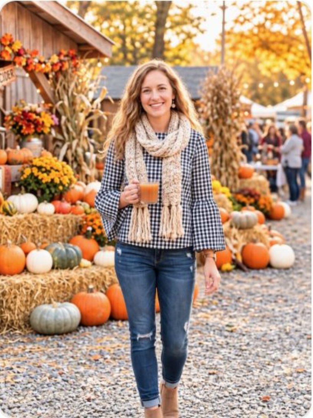 💕 Perfect Fall Black & White Gingham Bell Sleeve Blouse ✨